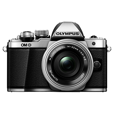 Olympus OM-D E-M10 Mark II Compact System Camera with 14-42mm EZ Lens, HD 1080p, 16.1MP, Wi-Fi, OLED EVF, 3” LCD Touch Screen, Silver