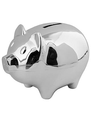 John Lewis & Partners Silver Plated Piggy Bank