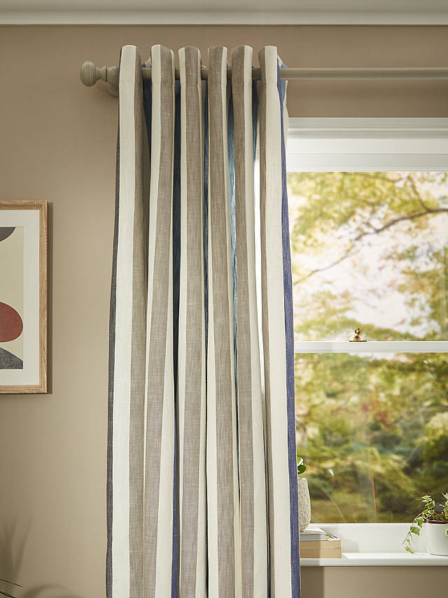 John Lewis Partners Penzance Stripe, Blue And White Striped Curtains Uk