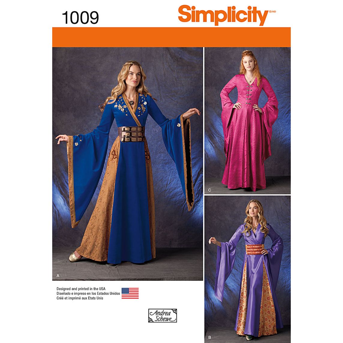 Simplicity Misses' Medieval Maiden Fantasy Costume Sewing Pattern, 1009