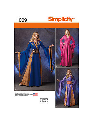 Simplicity Misses' Medieval Maiden Fantasy Costume Sewing Pattern, 1009, R5