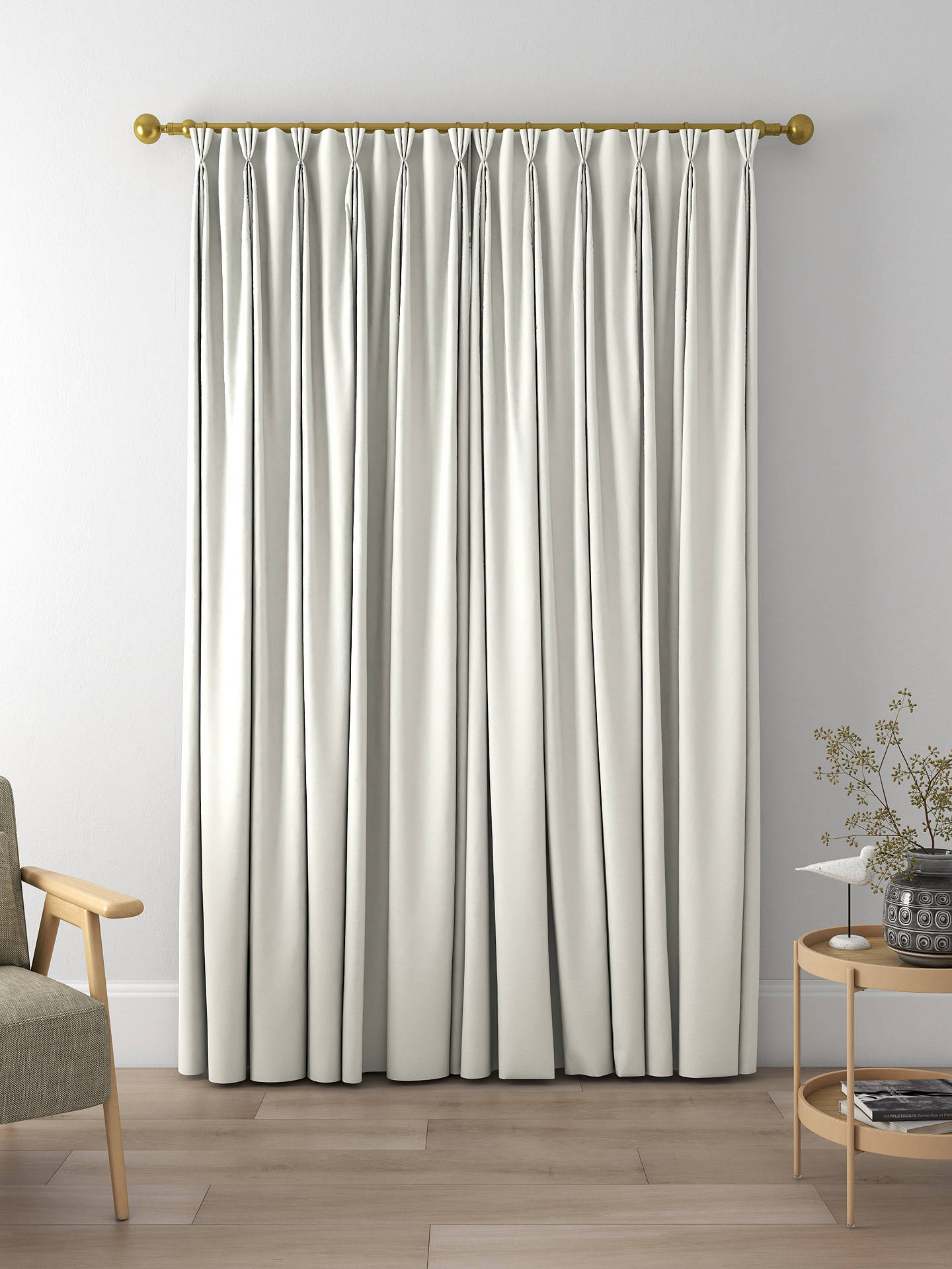 John Lewis Herringbone Made to Measure Curtains, Marshmallow