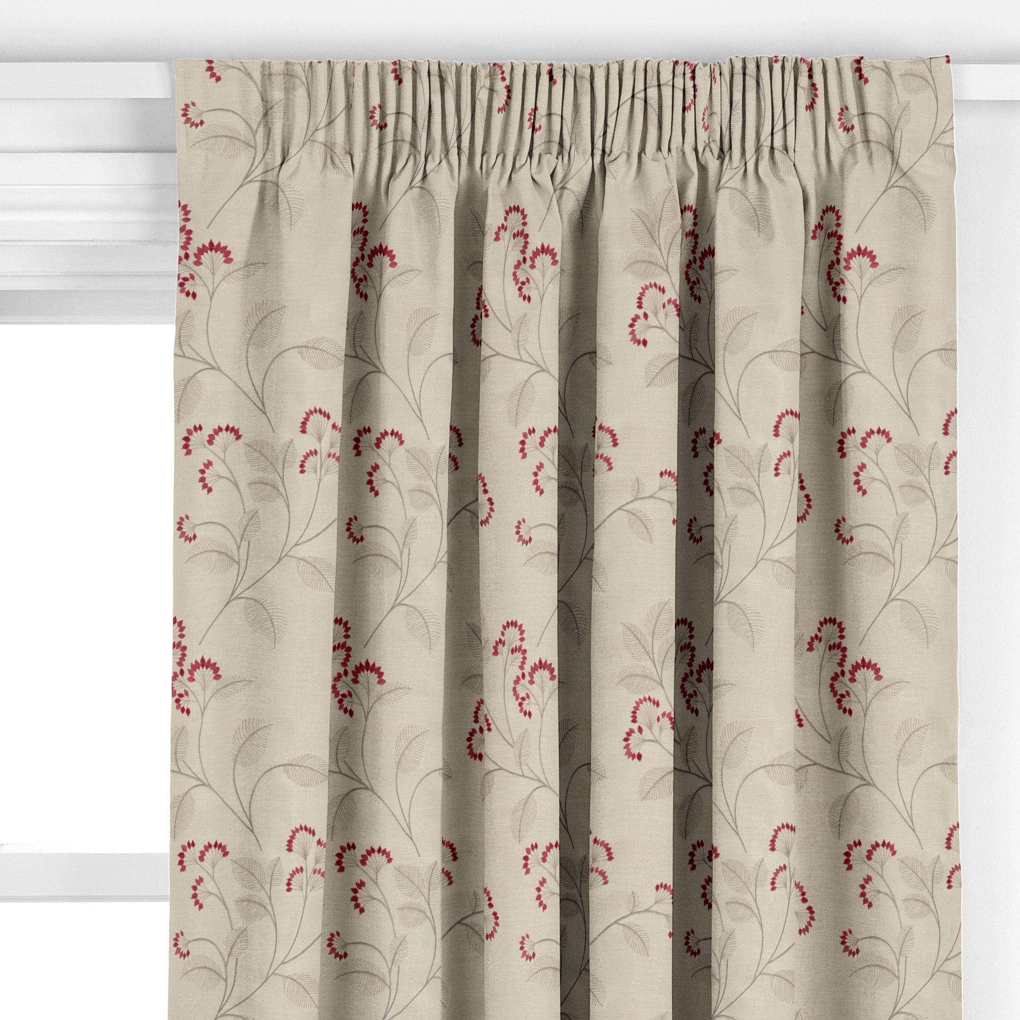John Lewis & Partners Grace Floral Made to Measure Curtains, Rose at
