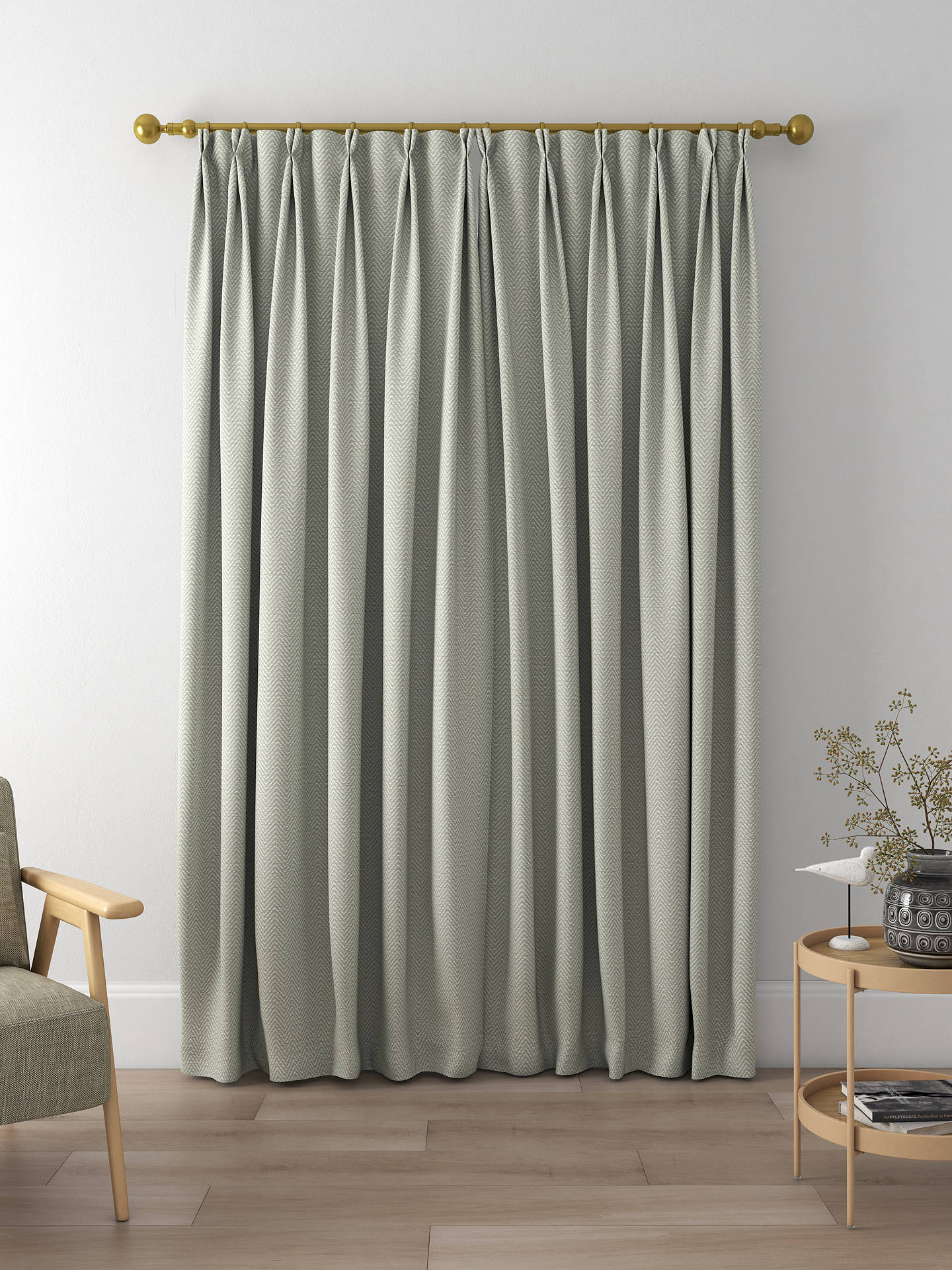 John Lewis Herringbone Made to Measure Curtains, Slate