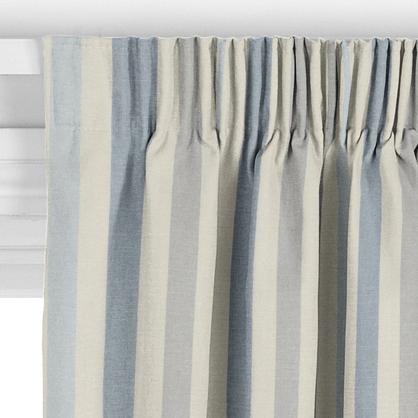 John Lewis Penzance Stripe Made to Measure Curtains, Blue