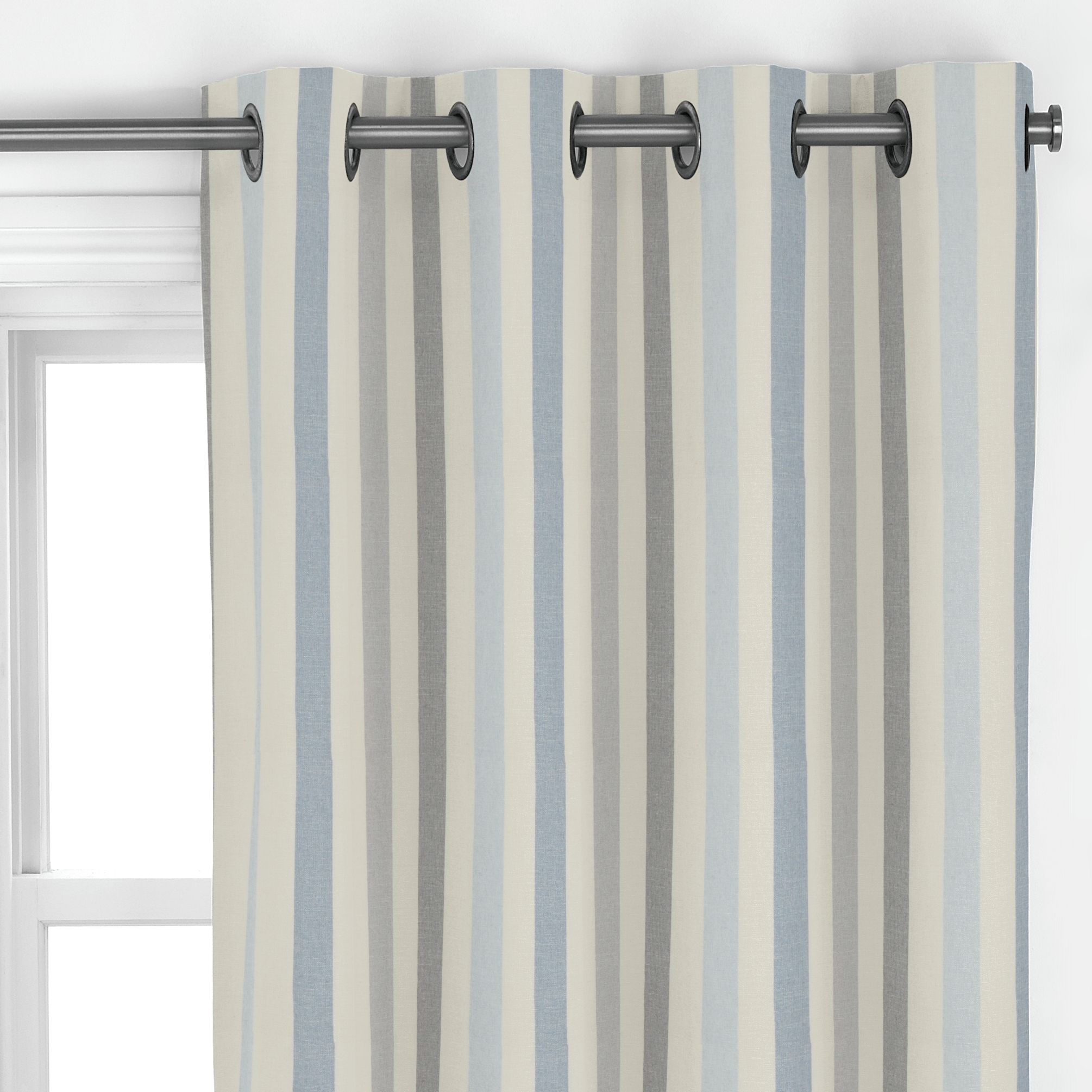 John Lewis Penzance Stripe Made to Measure Curtains, Blue