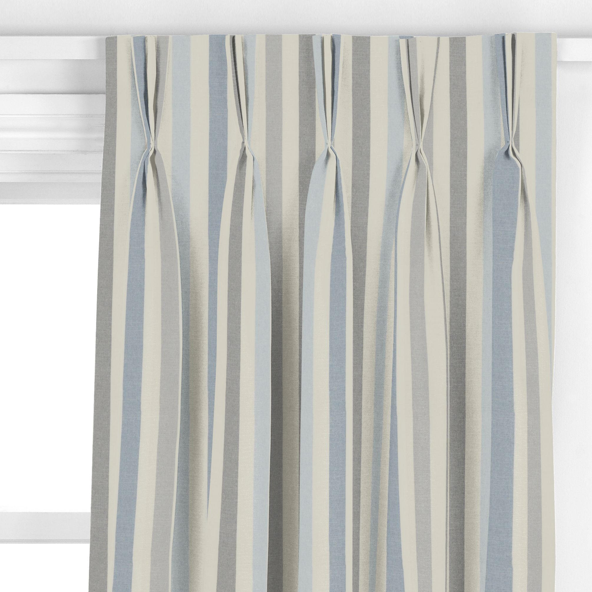 John Lewis Penzance Stripe Made to Measure Curtains, Blue