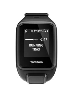 TomTom Spark Cardio & Music GPS Fitness Watch With Built-In Heart Rate Monitor, Black, Small