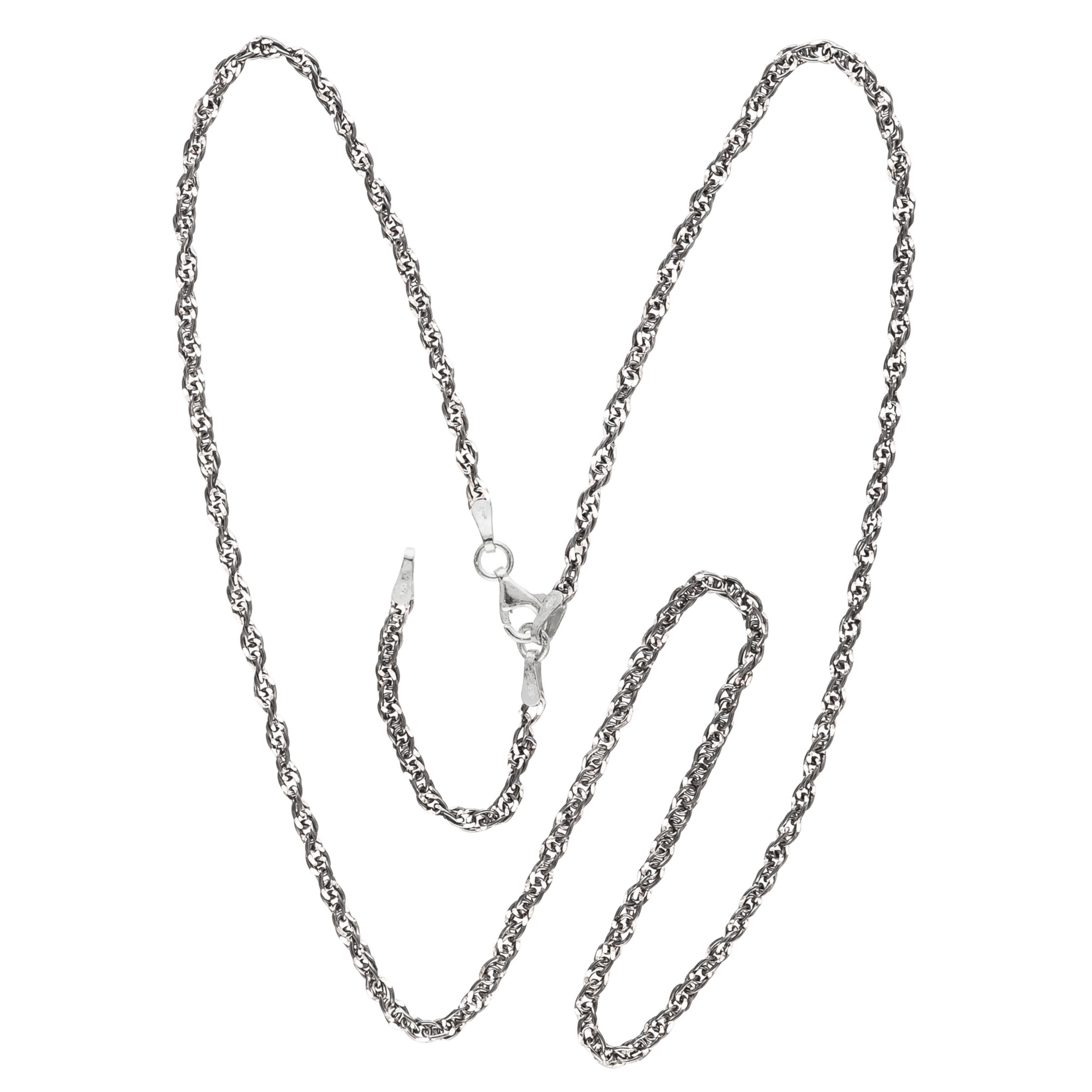 Be-Jewelled Singapore Oxidised Sterling Silver Diamond Cut Rope Chain ...