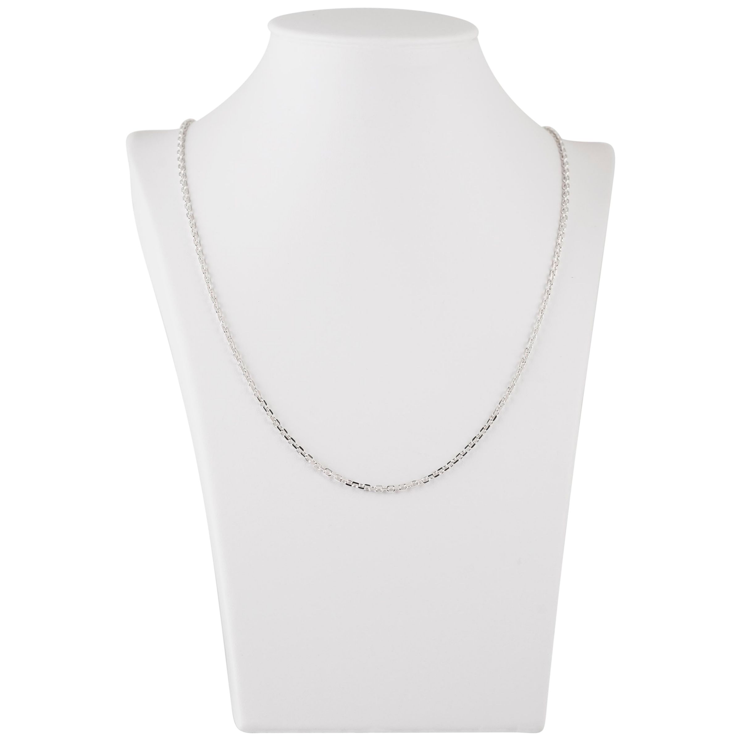 Be-Jewelled Rolo Style Sterling Silver Diamond Cut Chain Necklace, Silver