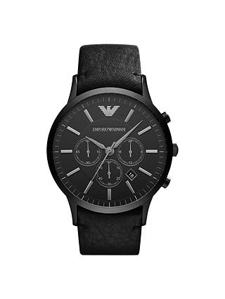 Emporio Armani AR2461 Men's Chronograph Leather Strap Watch, Black