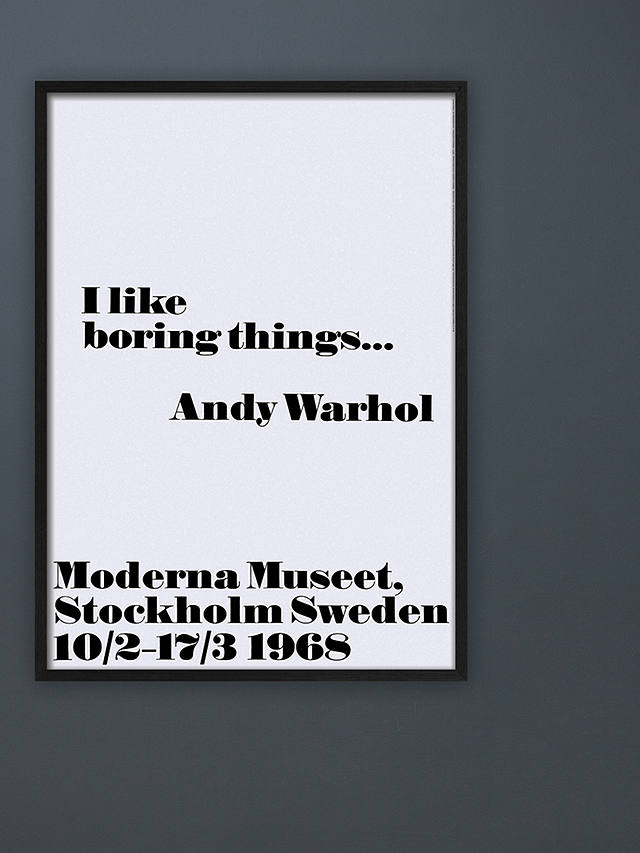 Andy Warhol - 'I Like Boring Things' Framed Print, 103 x 73cm, Black/White