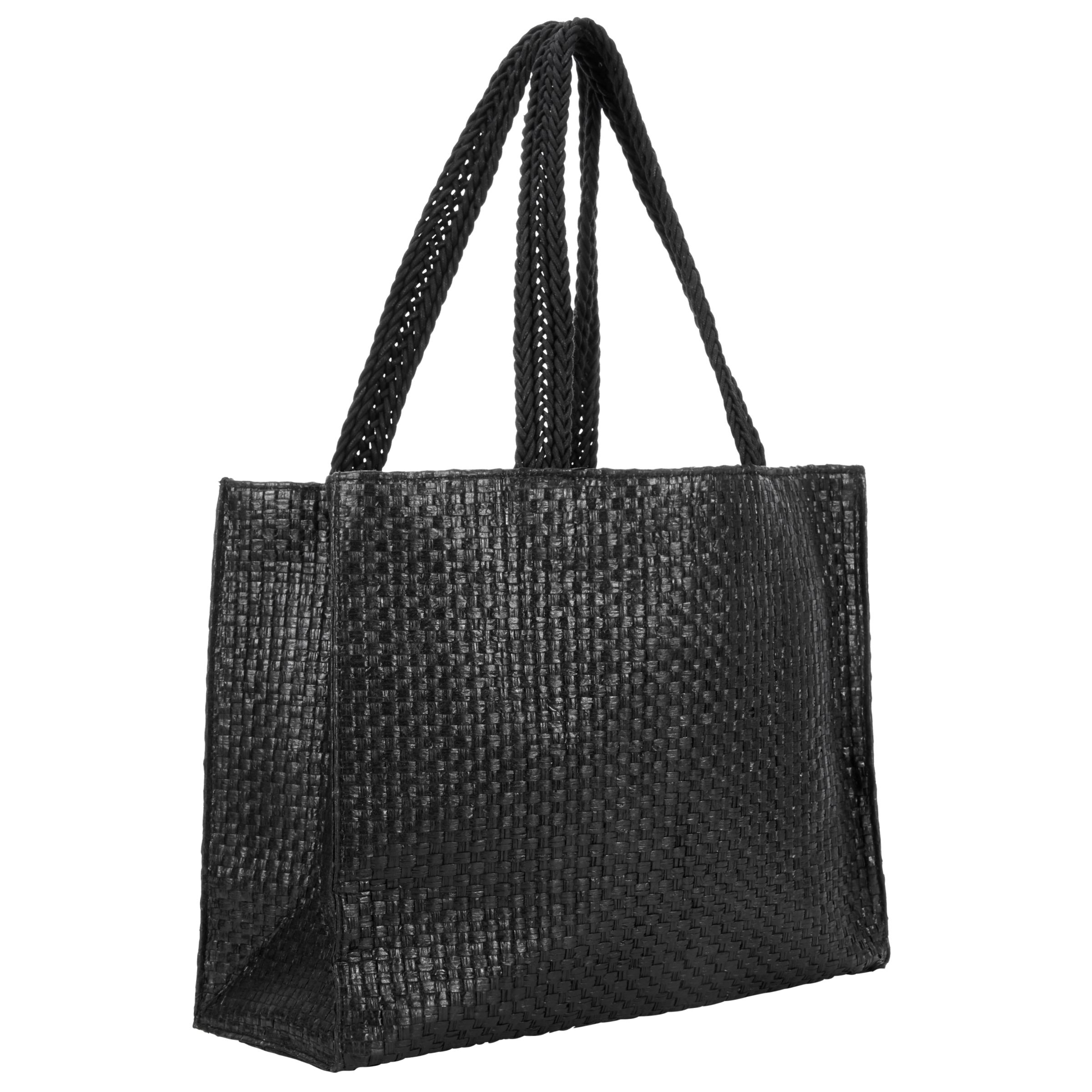 Collection WEEKEND by John Lewis Straw Shopper Bag, Black at John Lewis & Partners