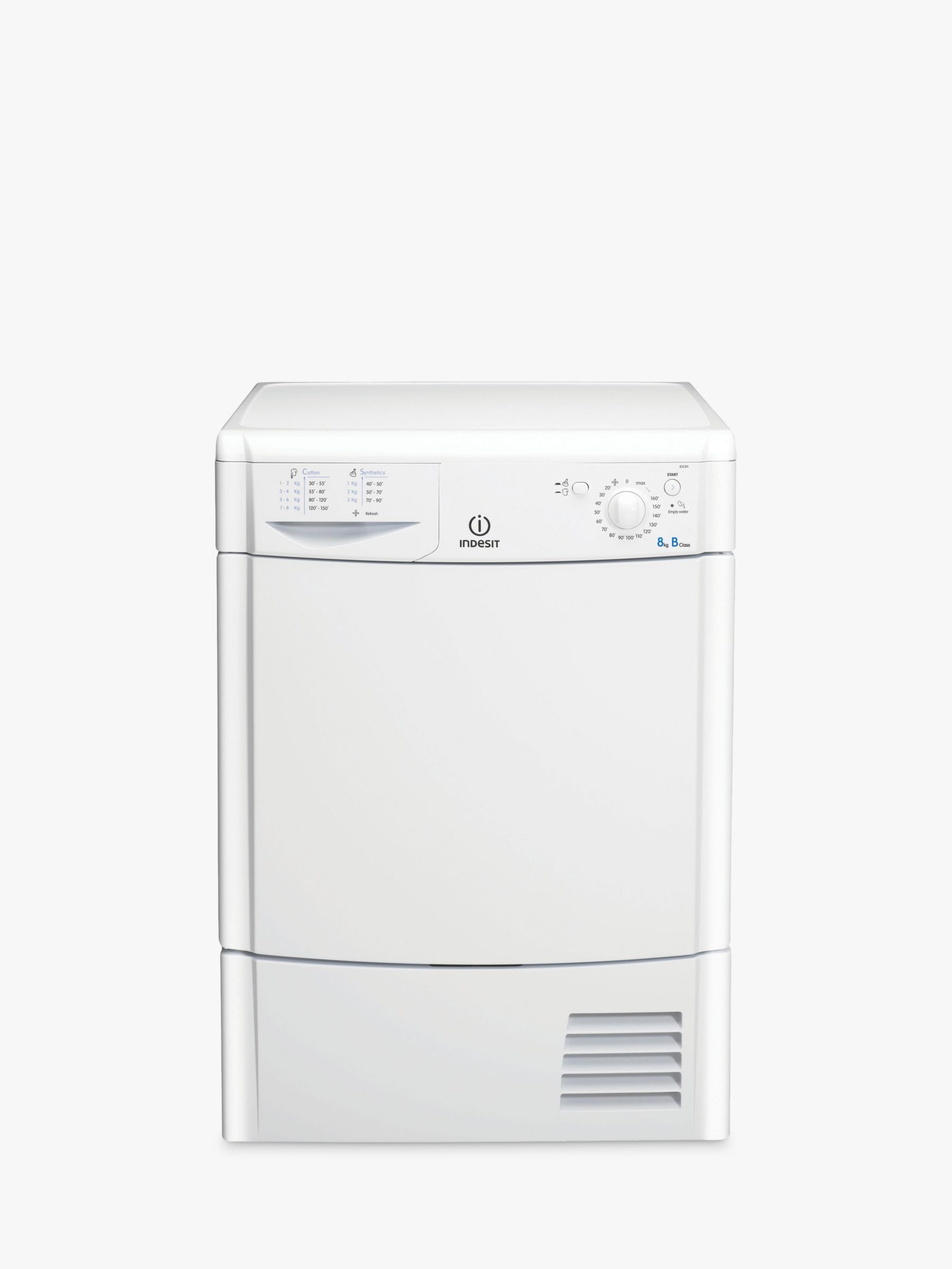 Indesit IDC8T3B Ecotime Freestanding Condenser Tumble Dryer, 8kg Load, B Energy Rating, White