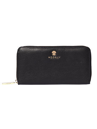 Modalu Pippa Zip Around Leather Wallet, Black
