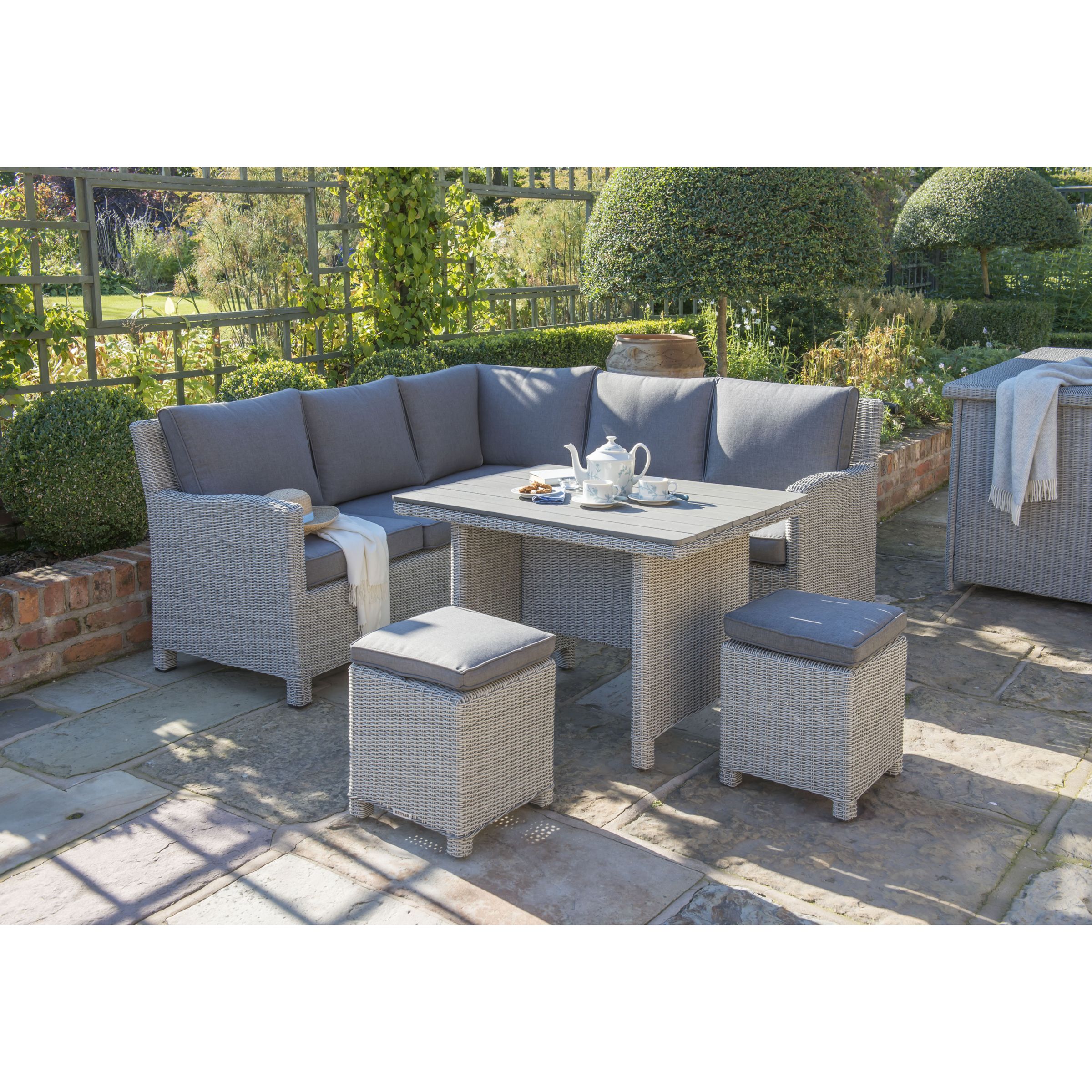 Photo of Kettler palma 7-seater corner garden mini casual dining set with wood-effect top table