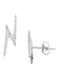 London Road 9ct Whtie Gold Portobello Geo Lightning Zig Zag Diamond Drop Earrings, White Gold