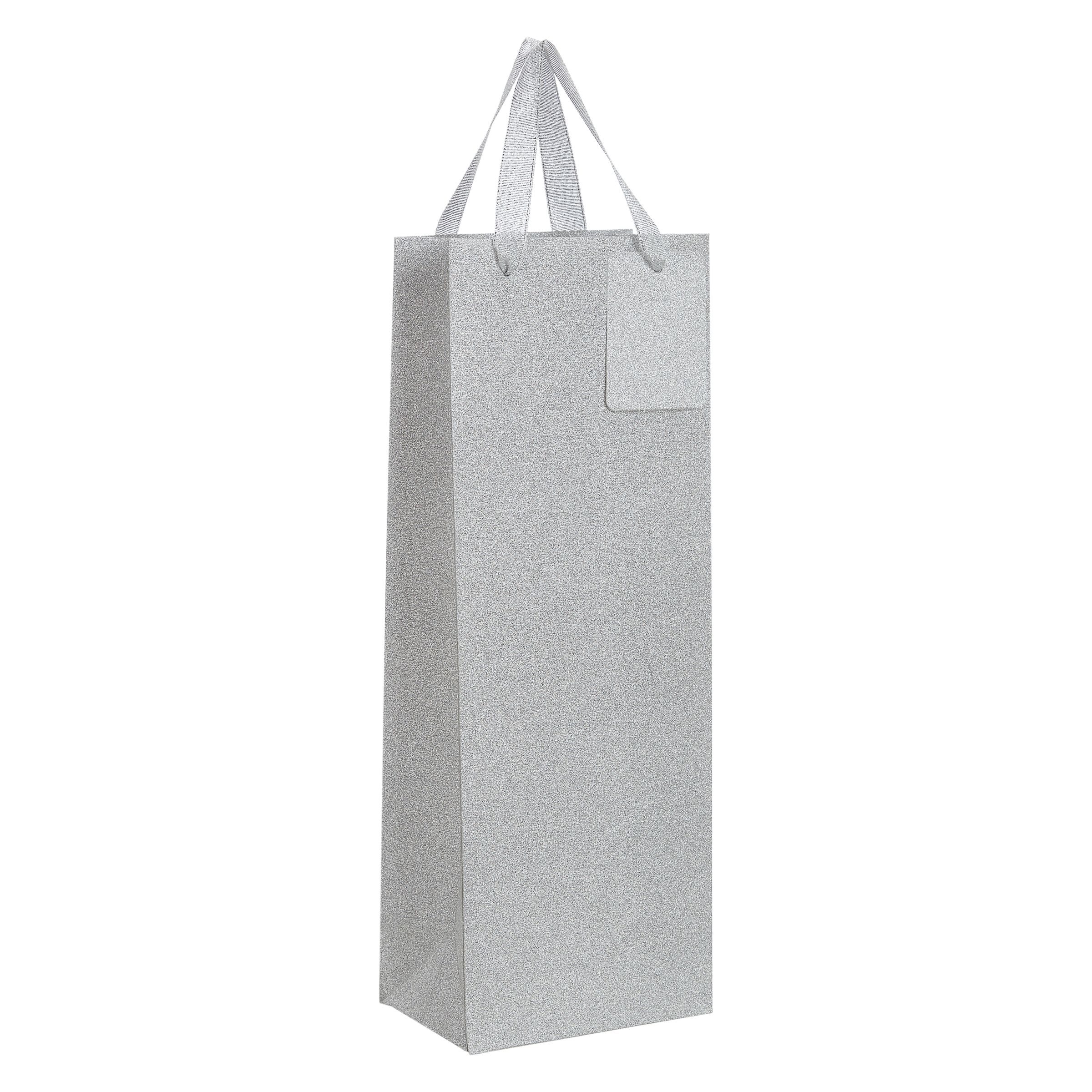 John Lewis & Partners Encapsulated Silver Glitter Gift Bag, Bottle