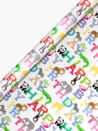 John Lewis & Partners Happy Birthday Zoo Wrapping Paper