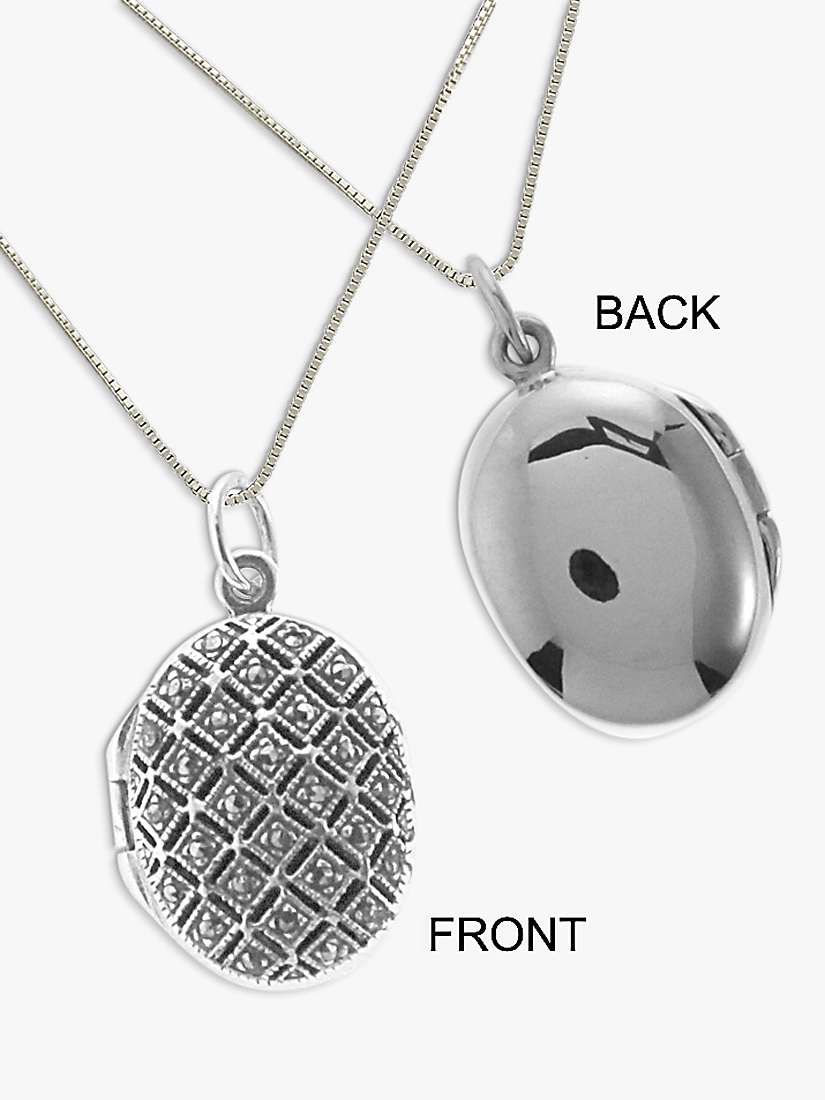 Buy Nina B Marcasite Oval Locket Pendant Necklace, Silver Online at johnlewis.com