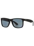Ray-Ban RB4165 Justin Polarised Wayfarer Sunglasses, Black/Blue