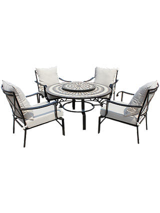 Lg Outdoor Casablanca 4 Seater Round Table Armchair Lounge Set With Firepit Lazy Susan - Tesco Patio Set 120cm