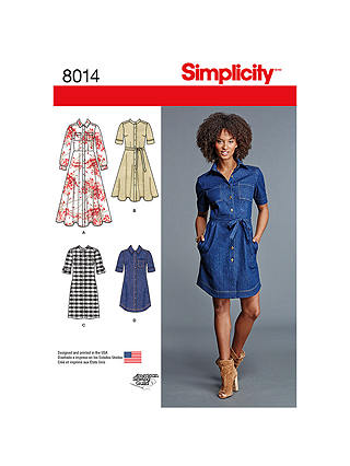 Simplicity Misses' Shirt Dress Sewing Pattern, 8014, H5