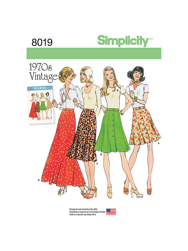 Simplicity Misses' Vintage 1970s Skirts Sewing Pattern, 8019, R5