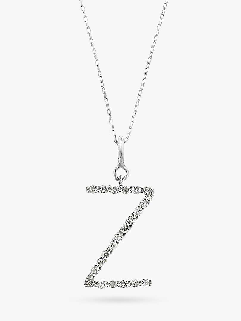 Buy E.W Adams 9ct White Gold Diamond Initial Pendant Online at johnlewis.com