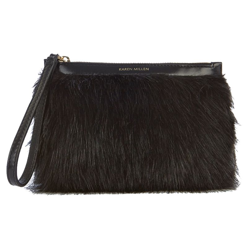 black faux fur clutch bag