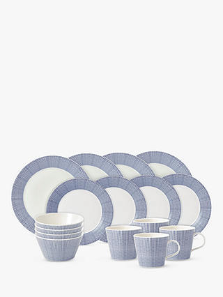 Royal Doulton Pacific Porcelain Dinnerware Set, 16 Piece, Blue