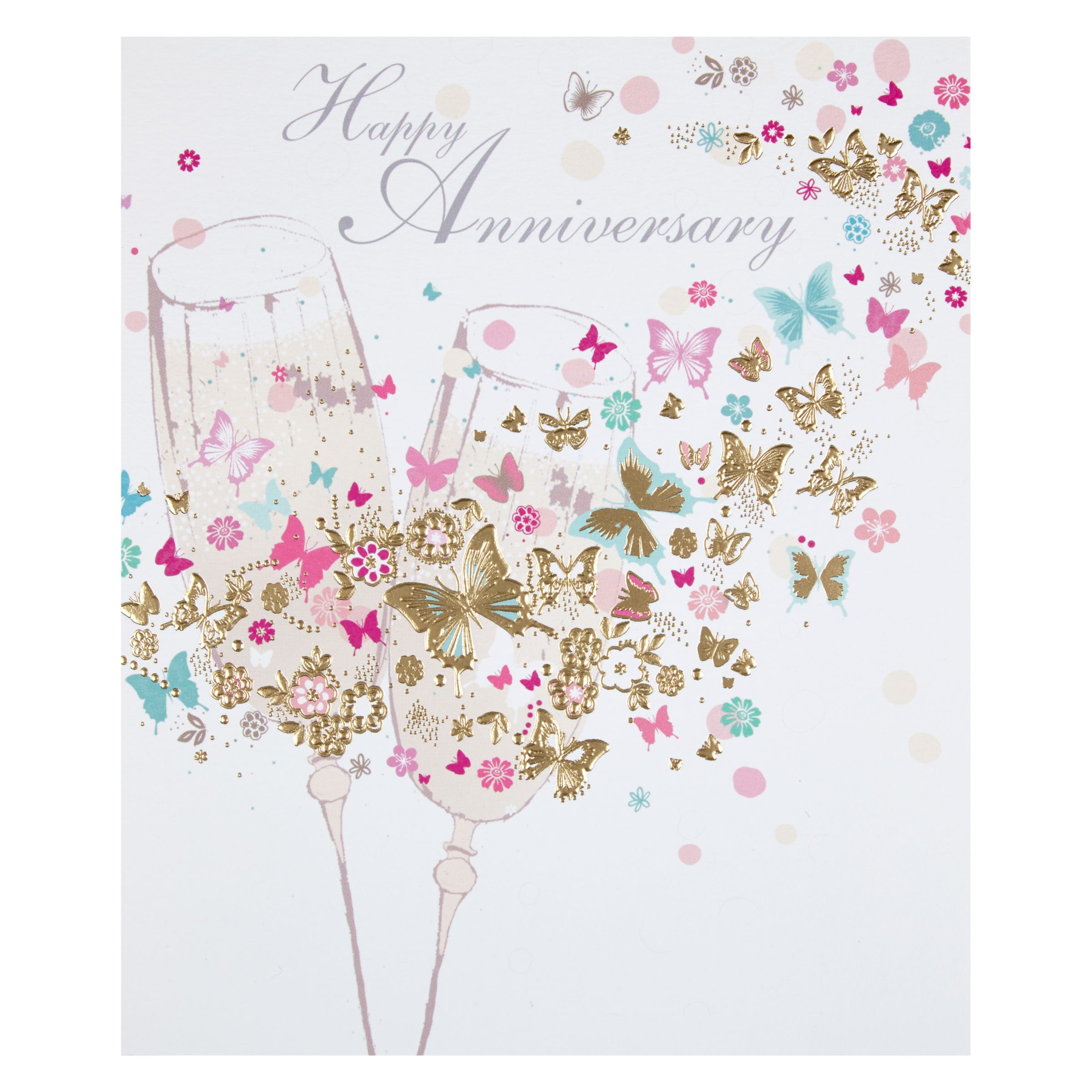 Woodmansterne Champagne Glasses Butterflies Anniversary Card At John Lewis Partners