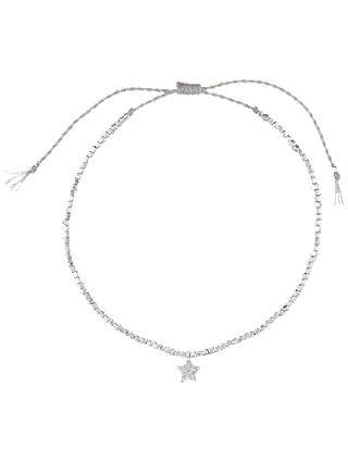 Estella Bartlett Grace Nugget Bead and Cubic Zirconia Set Star Charm Friendship Bracelet Bracelet, Silver