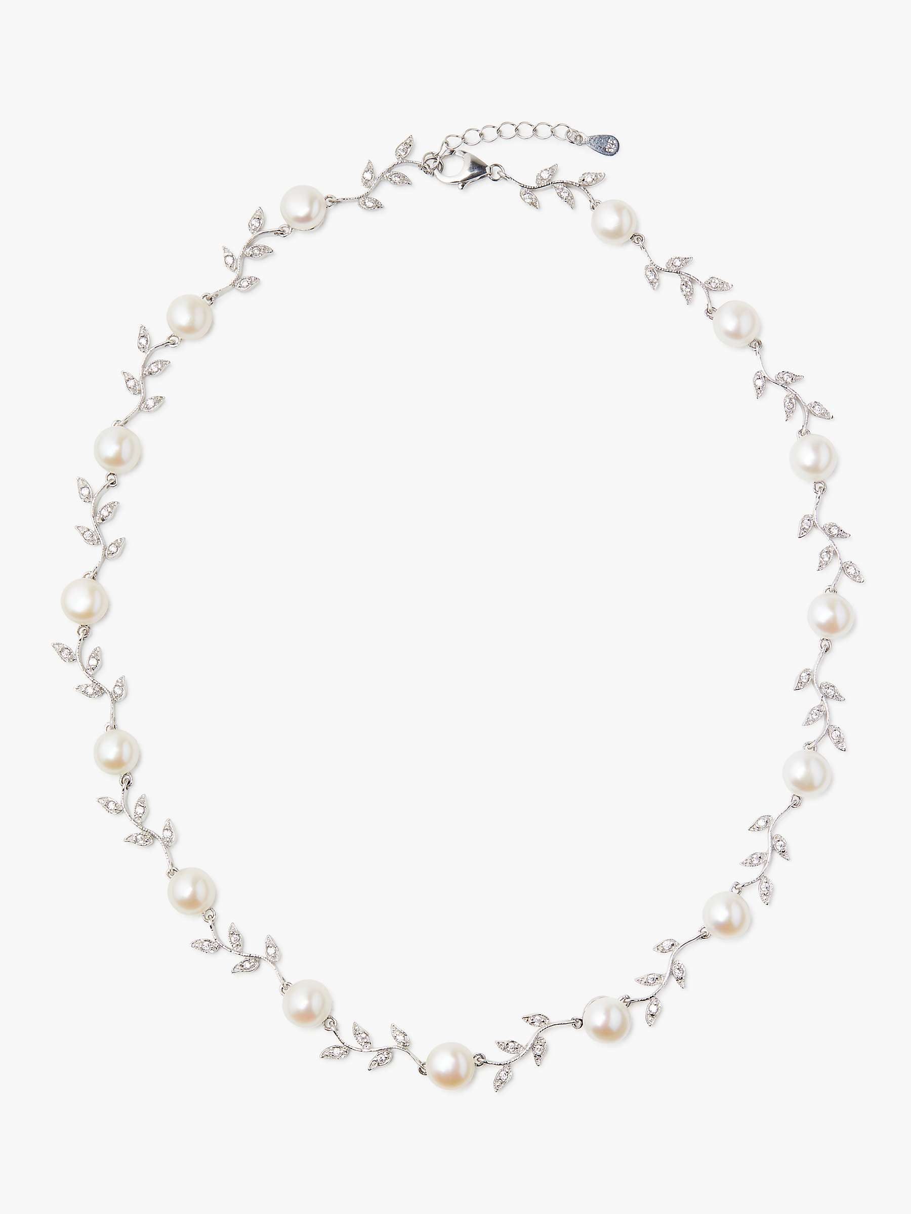 Buy Lido Leaf Pearl Necklace, Silver/White Online at johnlewis.com