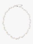 Lido Leaf Pearl Necklace, Silver/White