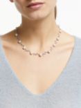 Lido Leaf Pearl Necklace, Silver/White