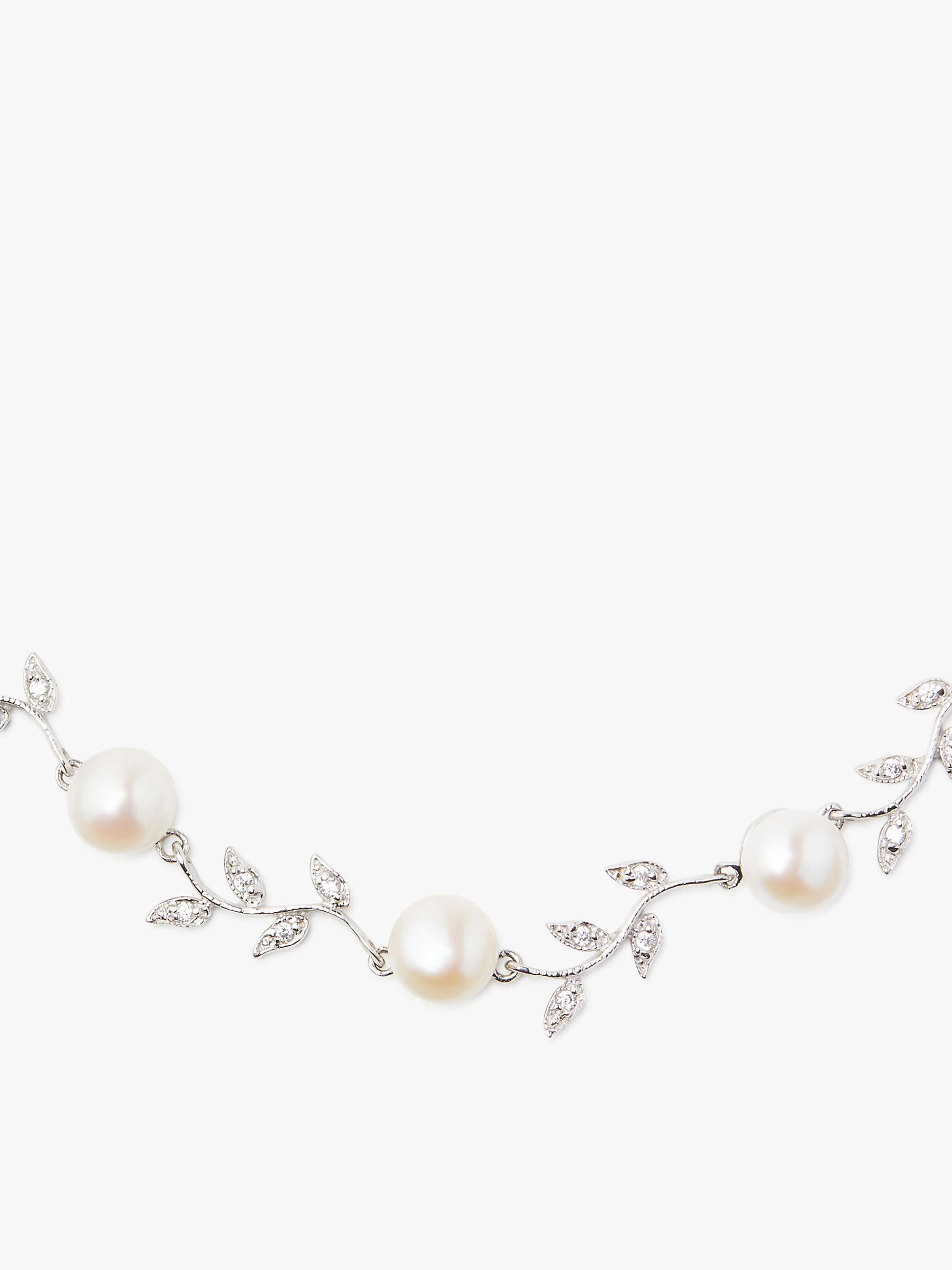 Buy Lido Leaf Pearl Necklace, Silver/White Online at johnlewis.com