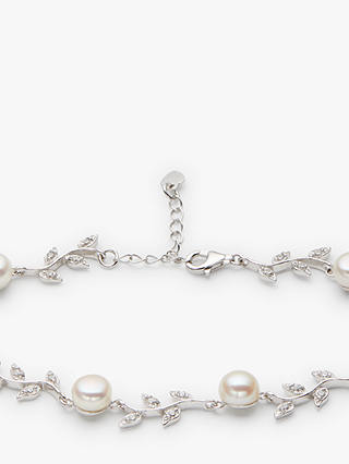 Lido Leaf Pearl Bracelet, Silver/White
