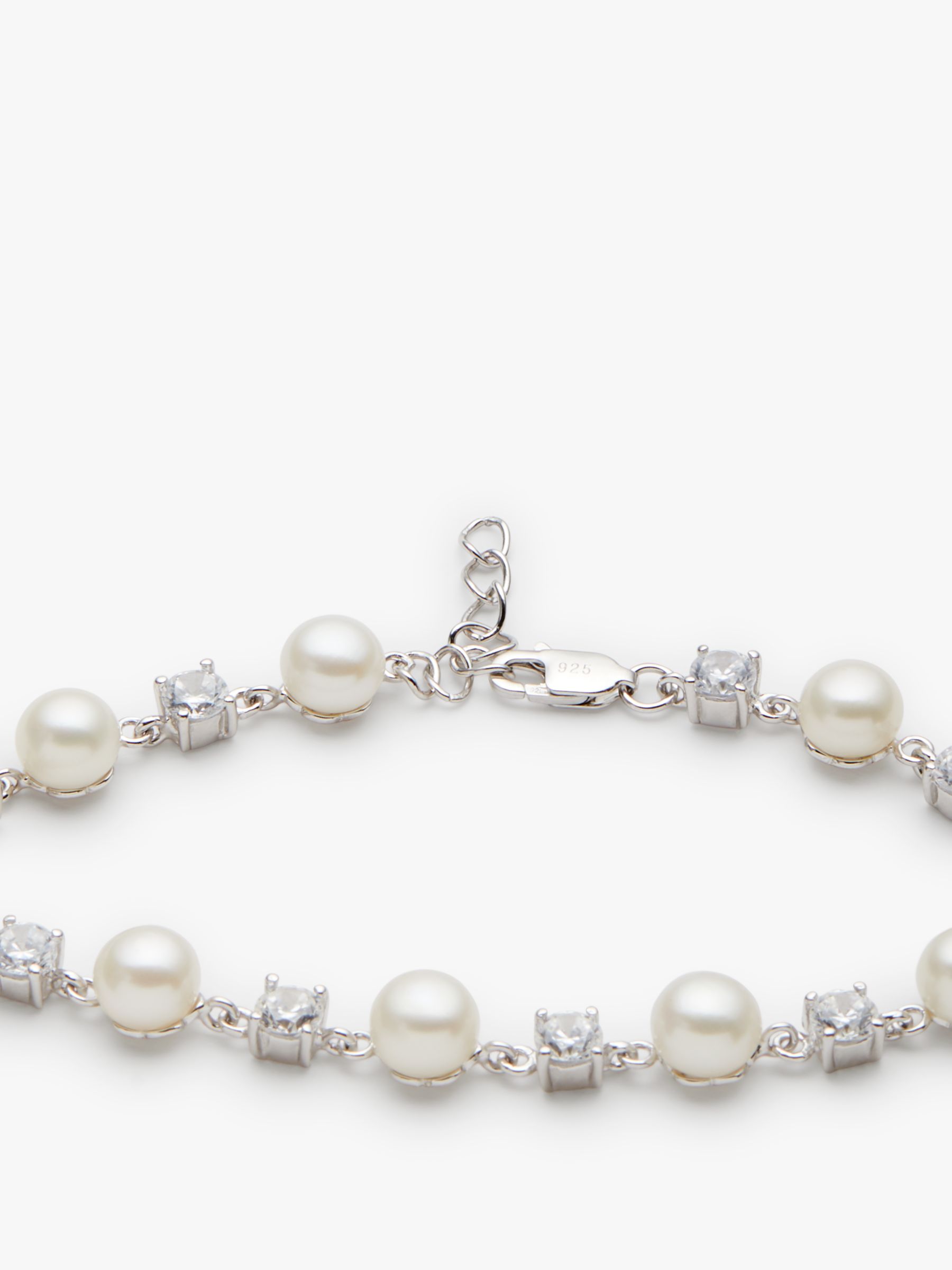 Buy Lido Pearl and Cubic Zirconia Spacer Bracelet, Silver/White Online at johnlewis.com