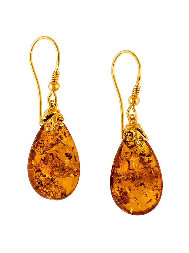 Sterling Silver & Baltic Amber Square Leverback Earrings 