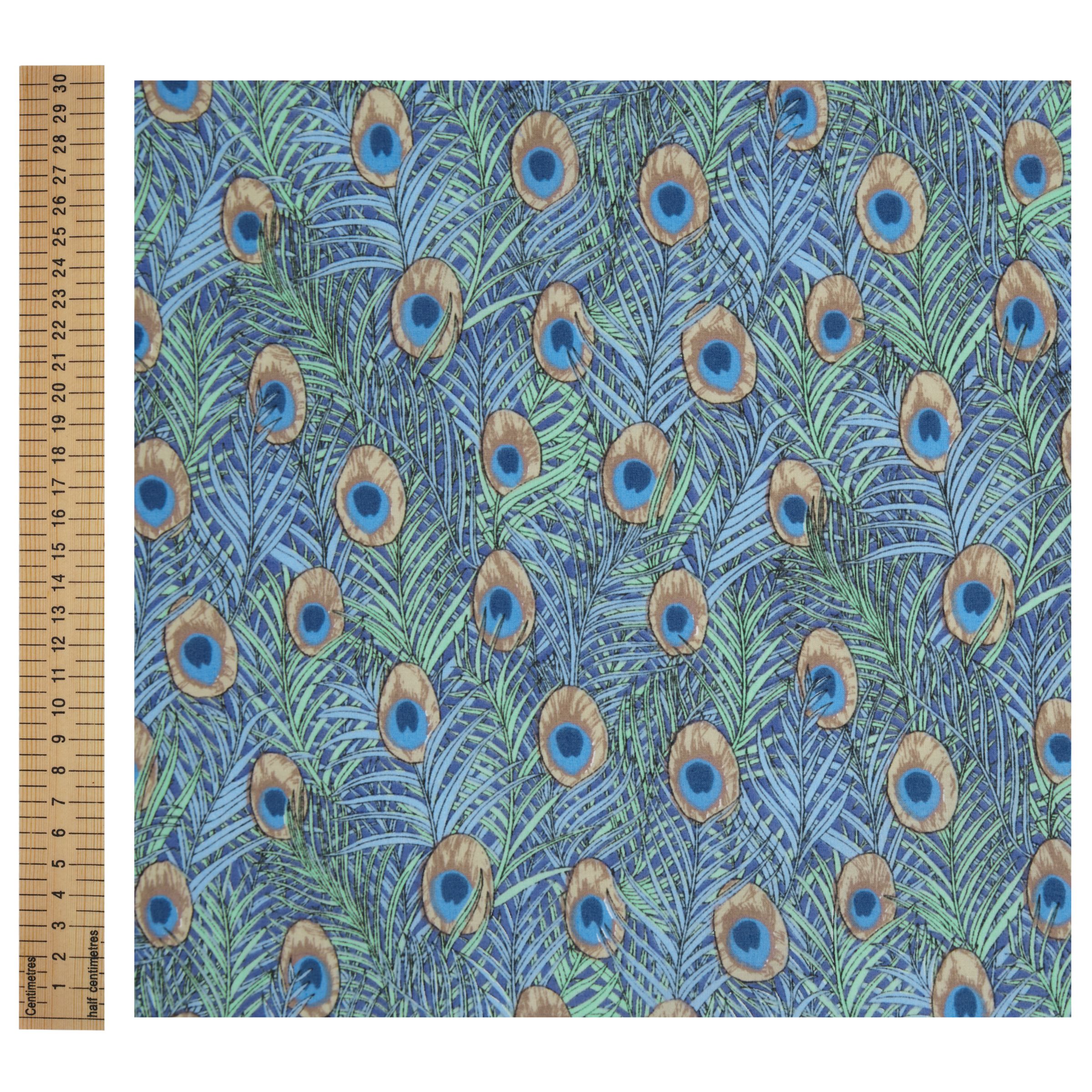 Peter Horton Textiles Peacock Print Fabric, Blue