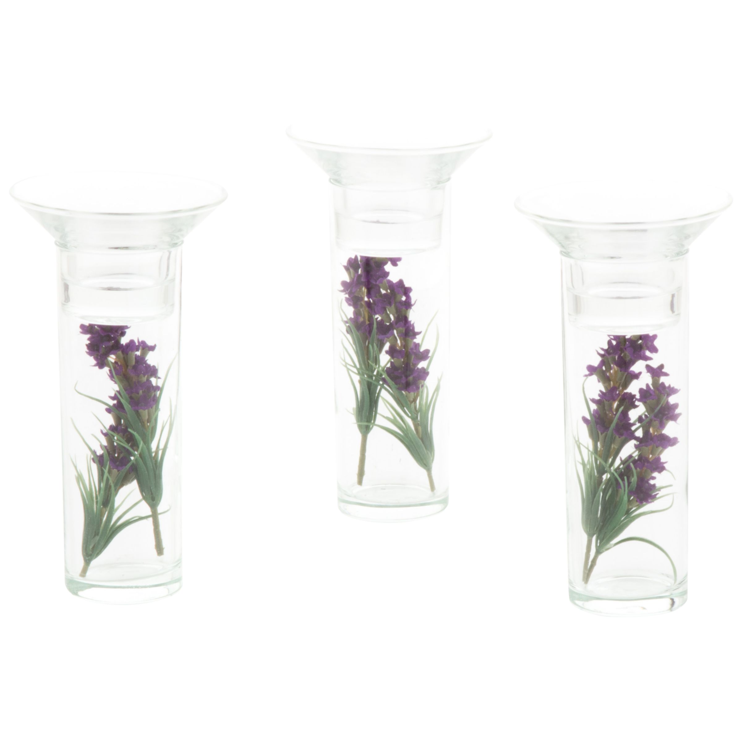 Peony Artificial Lavender Tealight Holder Stems, Set of 3