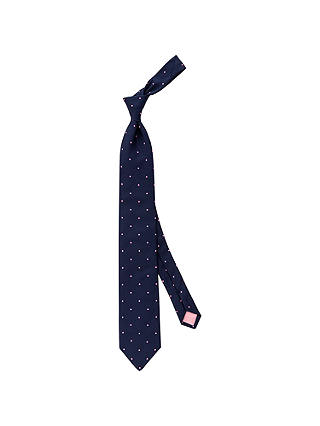 Thomas Pink Birchill Spot Woven Tie, Navy/Pink
