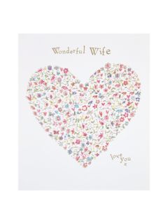 Woodmansterne Heart Full Of Flowers Wonderful Wife Birthday Card