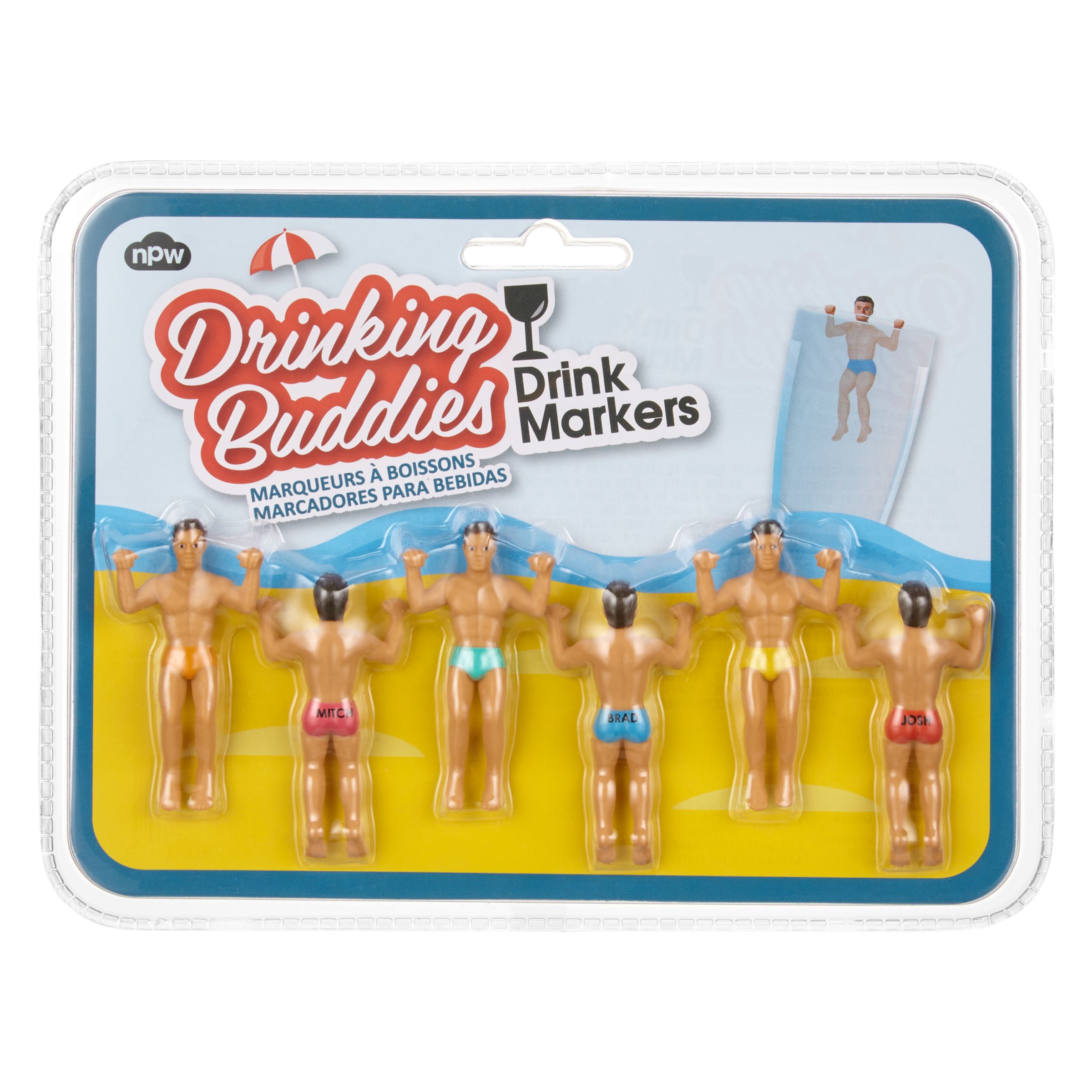 4 Drinking Buddies Men in Uniform Themed Reuseable Glass Drink Markers 