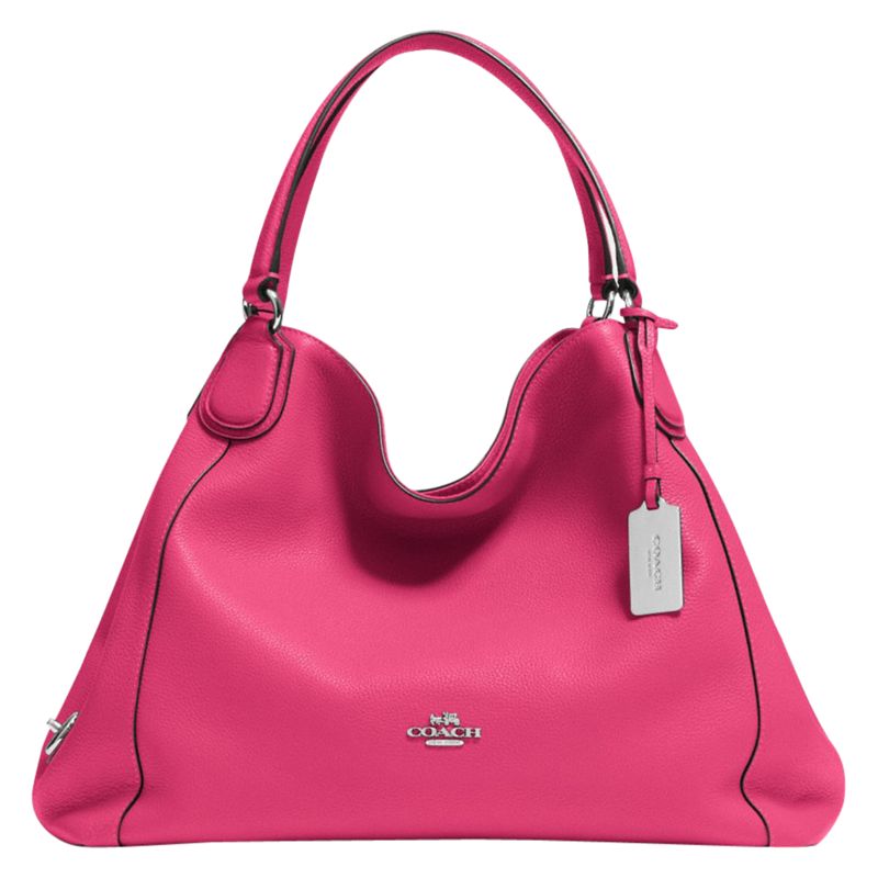 Coach Edie Leather Shoulder Bag, Pink at John Lewis & Partners