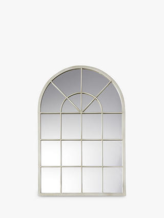 John Lewis Arched Metal Frame Window Mirror, 90 x 60cm, Cream