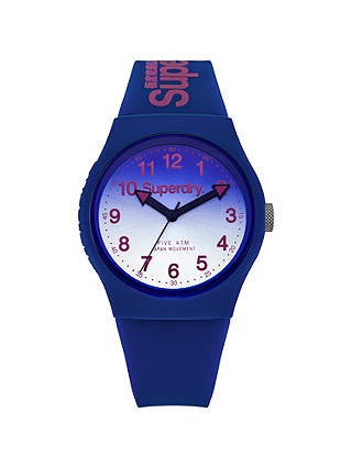 Superdry SYG198UU Unisex Urban Laser Silicone Strap Watch, Indigo