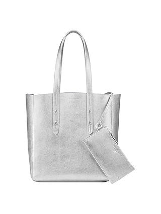 Aspinal of London Essential Leather Tote Bag, Silver