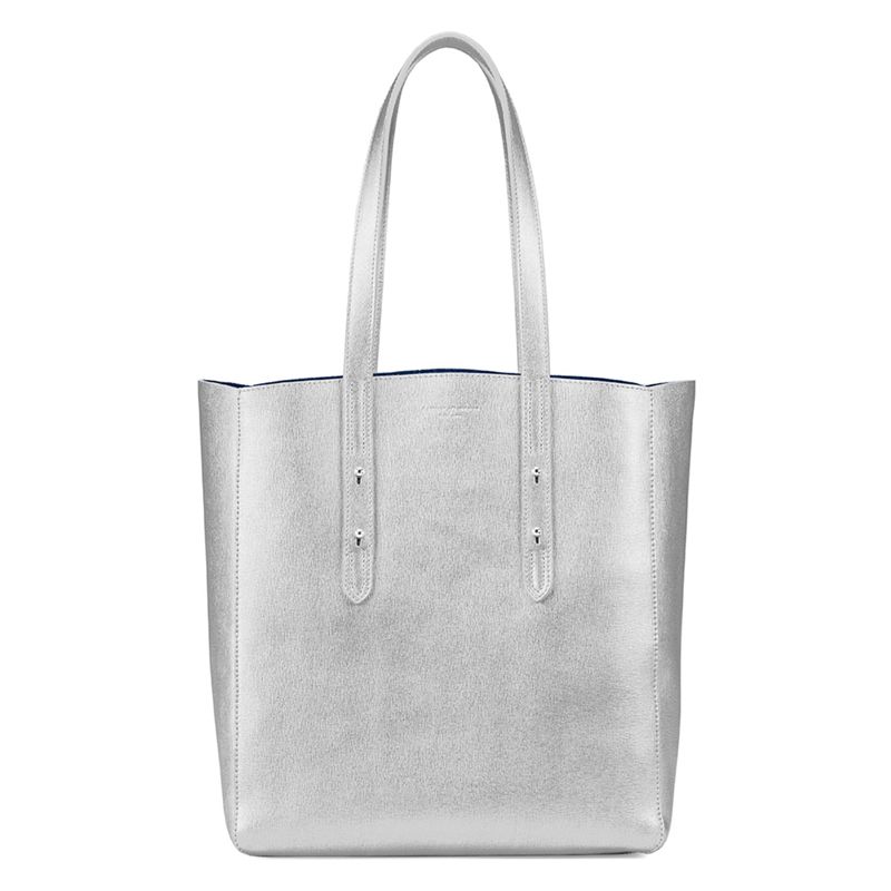 Silver Tote Bag Leather | vlr.eng.br